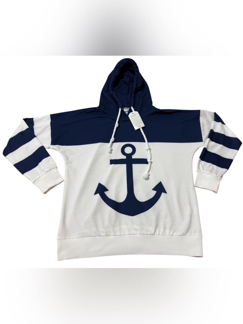Exclusive Women Nautical Anchor Hoodie - White & Navy Size:M (NWT)